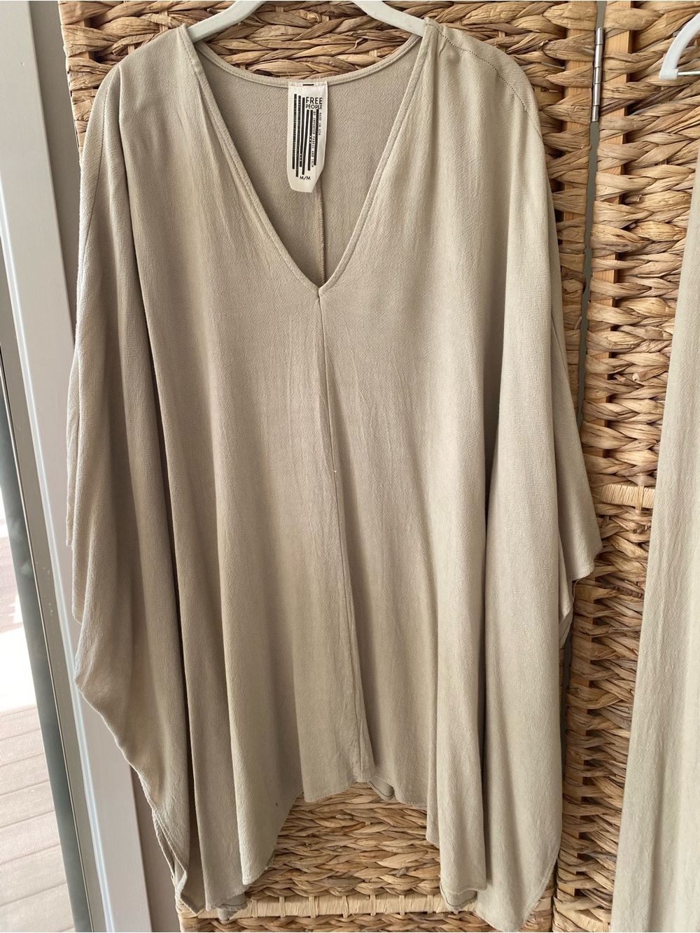 Free People Beige V-Neck Draped Tunic and matching wide leg mid length pants